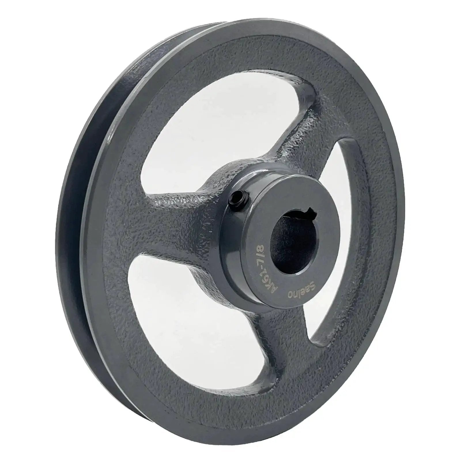 Beefy 5.95 Inch Outside Diameter V Belt Pulley With Seven Eighths Inch Bore Cast Iron Construction For AX 3L 4L V Belts Static Balanced And Precision Machined Drive Pulley Saelno AK6178