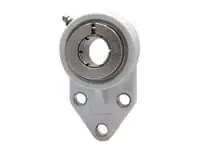 White Kanigen Accu-Loc 3-Bolt Flange, front view showing corrosion-resistant finish and secure mounting holes.