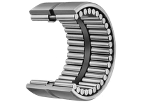 Machined Needle Roller GTR253825 - 25 mm ID x 38 mm OD x 25 mm Width, High-Carbon Steel guide with oil hole, cutaway view