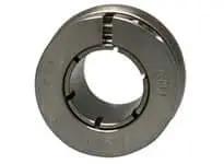 Front view of the UE205-16MZ20 Accu-Loc Kanigen Normal Wide Bearing with Stainless Collar for linear slides, corrosion resistant.