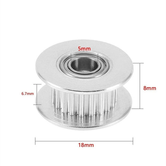 5mm Bore 20 Teeth 6mm wide belt, Idler Pulley Aluminum W/Bearing for 3D Printer
