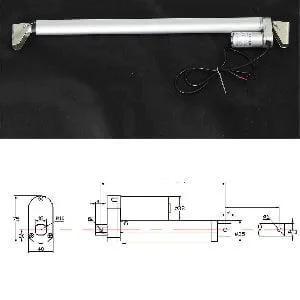 6 Inch Stroke 1000N 225 lbs DC 12 Volt Linear Actuator - mounting brackets