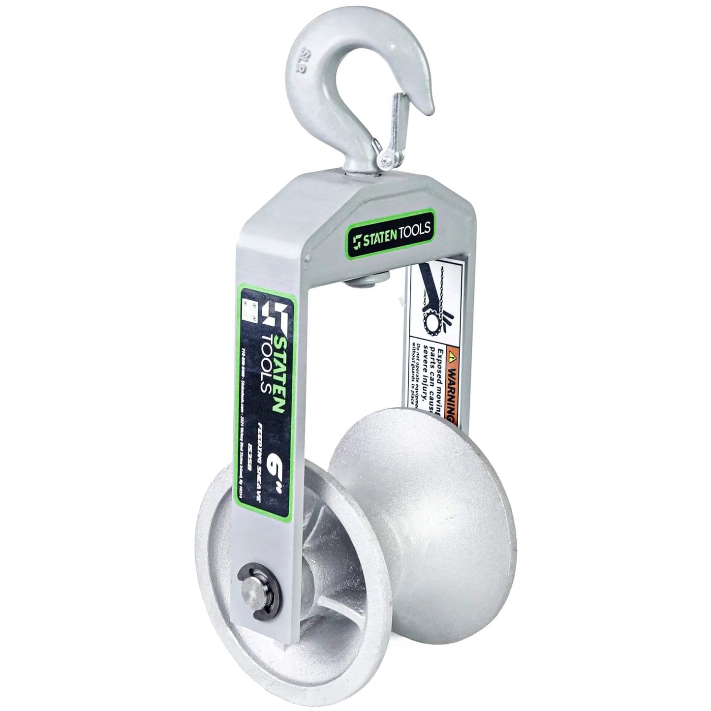 6" Diameter, Cable Puller Sheave, Hook, Wire, Rope | Capacity 6500lb | Compatible with Greenlee Pullers 640,6801,6001 | Staten Tools