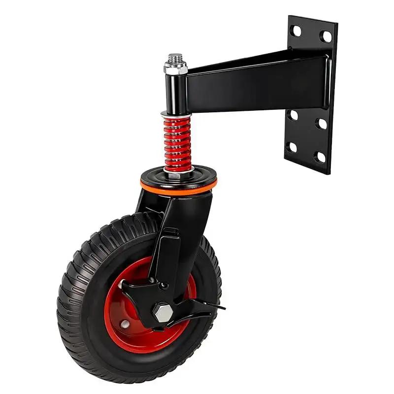 6 Inch Gate Wheel With Brake And 360 Degree Swivel Spring Loaded For Metal Swing Tube Gates And Wooden Fence Gates 600 Lb Capacity