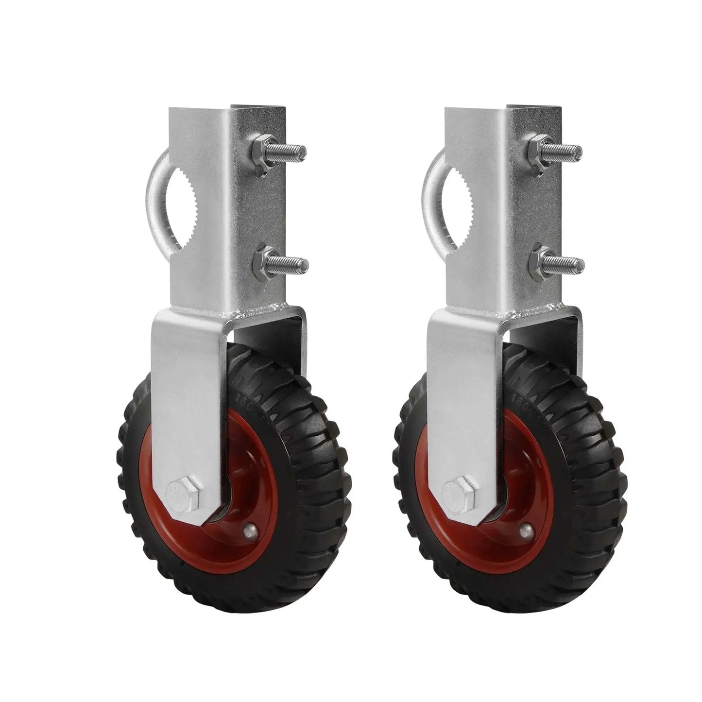 6 Inch Gate Wheel Set For Farm Gates, 2 Pack Gate Support Wheels With Adjustable 1-3/8 To 2-1/2 Inch Gate Use, Under Mount Caster