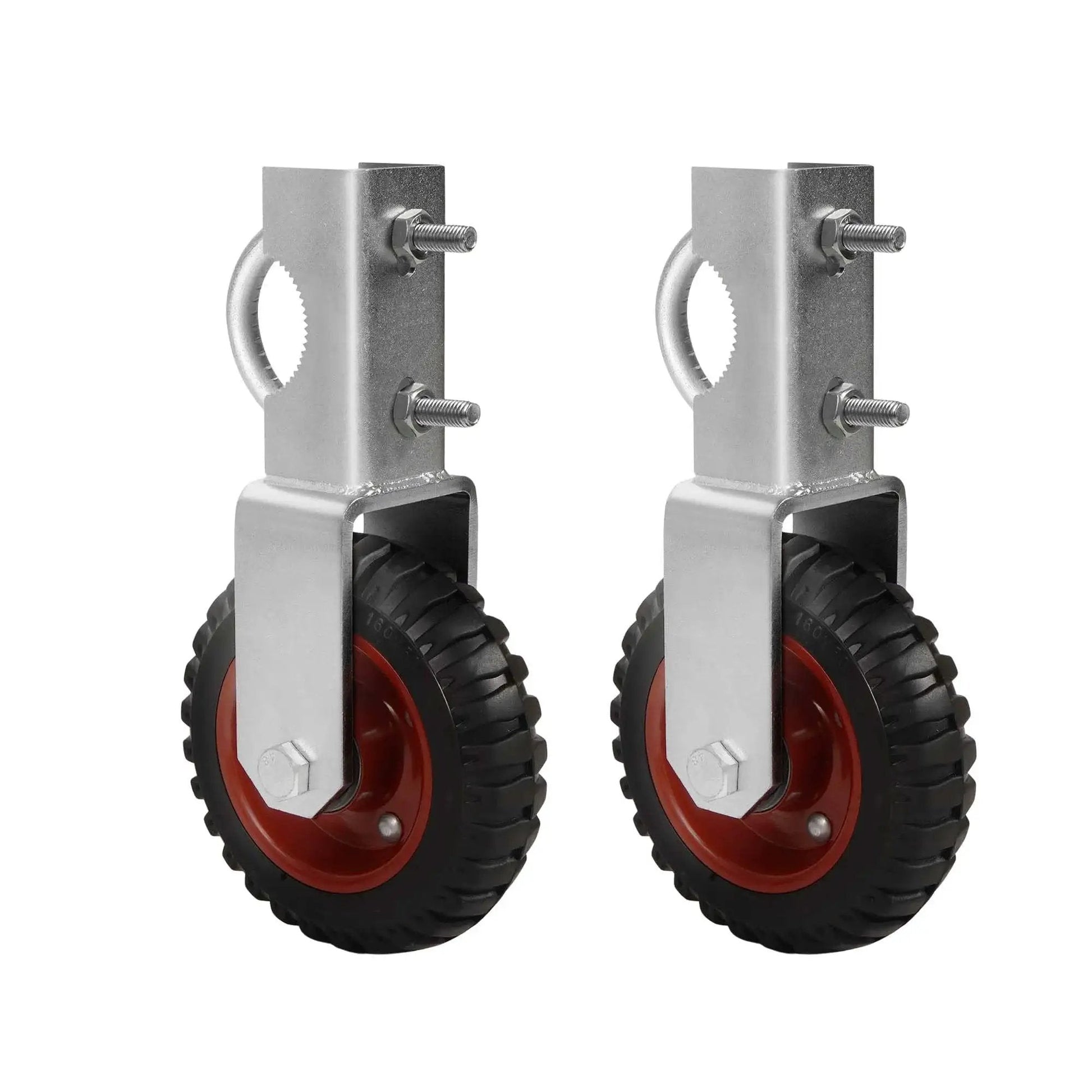 6 Inch Gate Wheel Set For Farm Gates, 2 Pack Gate Support Wheels With Adjustable 1-3/8 To 2-1/2 Inch Gate Use, Under Mount Caster