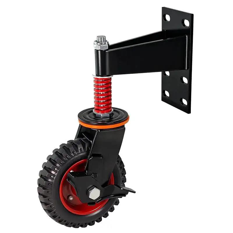 6 Inch Gate Wheel With Brake And 360 Degree Swivel Spring Loaded For Metal Swing Tube Gates And Wooden Fence Gates 600 Lb Capacity