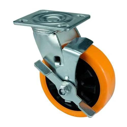 6" Heavy Duty Caster Wheel 617 Lbs Side brake PU Top Plate