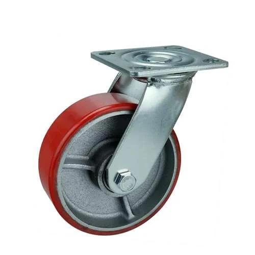 6" Heavy Duty Caster Wheel - Rotating+Brake+Fixed Iron core - PU Top Plate