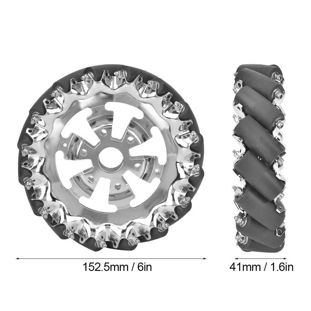 6 Inch Mecanum Wheel with Metal Hub and 16 TPU Rubber Rollers for Omnidirectional Robot Motion in Industrial Robots and DIY Car Kits