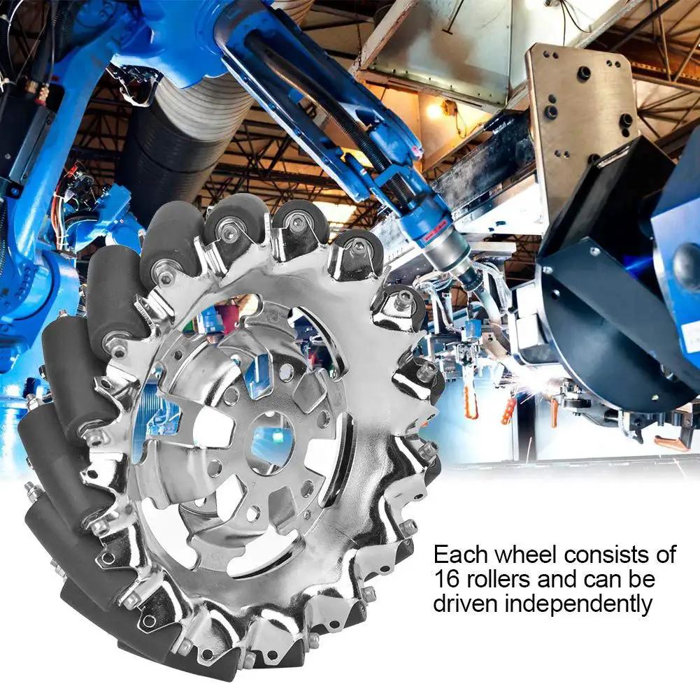 6 Inch Mecanum Wheel With Metal Hub And 16 TPU Rubber Rollers For Omnidirectional Robot Motion in industrial robotics setting