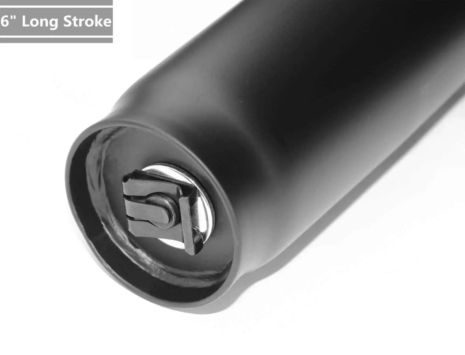 Close-up view of the 6 Inch Long Stroke Office Chair Gas Lift Cylinder Replacement, Heavy Duty Hydraulic Pneumatic Shock Piston.