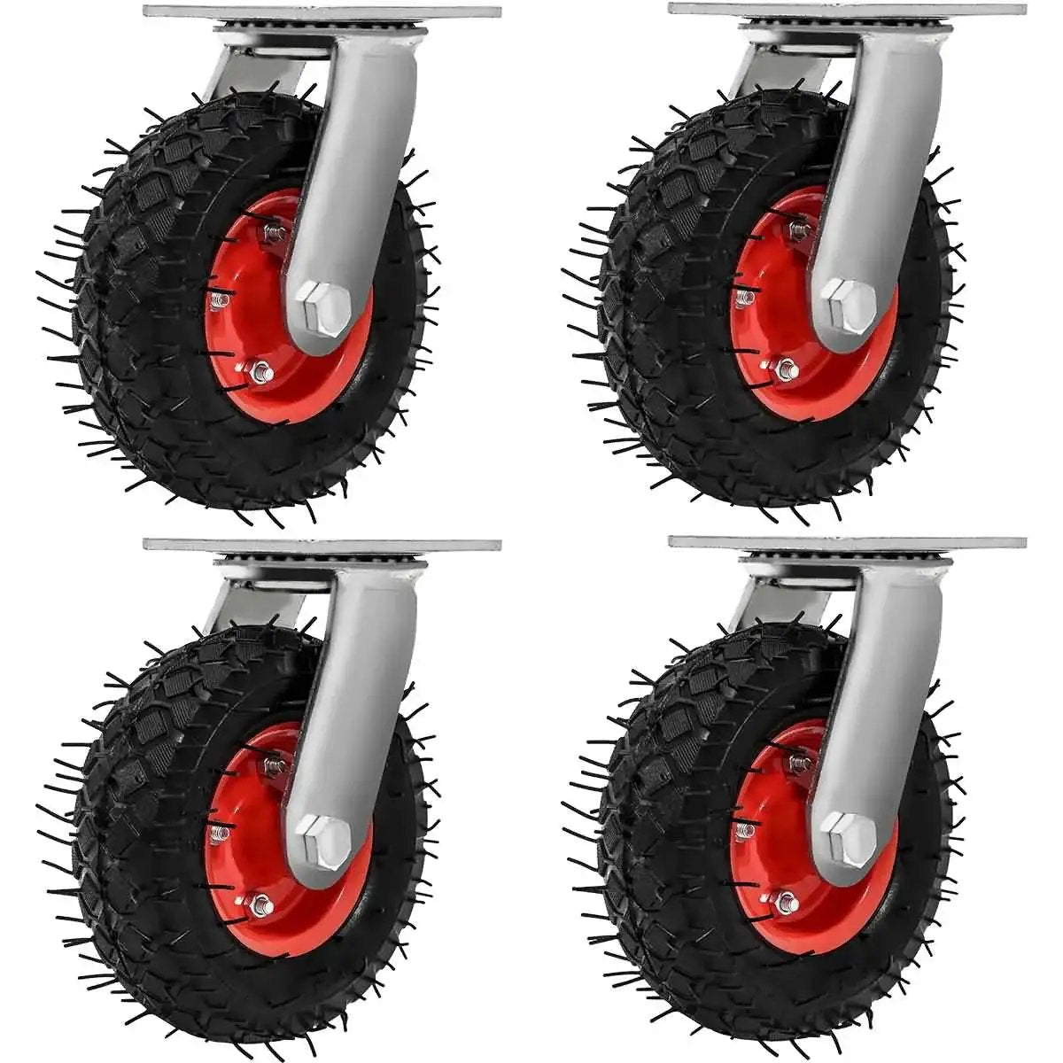 4 Pack 6 Inch Swivel Pneumatic Air Caster Wheels With Knobby Tread For Industrial Carts Heavy Duty Farm Cart Lawn And Garden Equipment Mobility Durable Castor Set With Easy Swivel And Smooth Rolling On Rough Surfaces