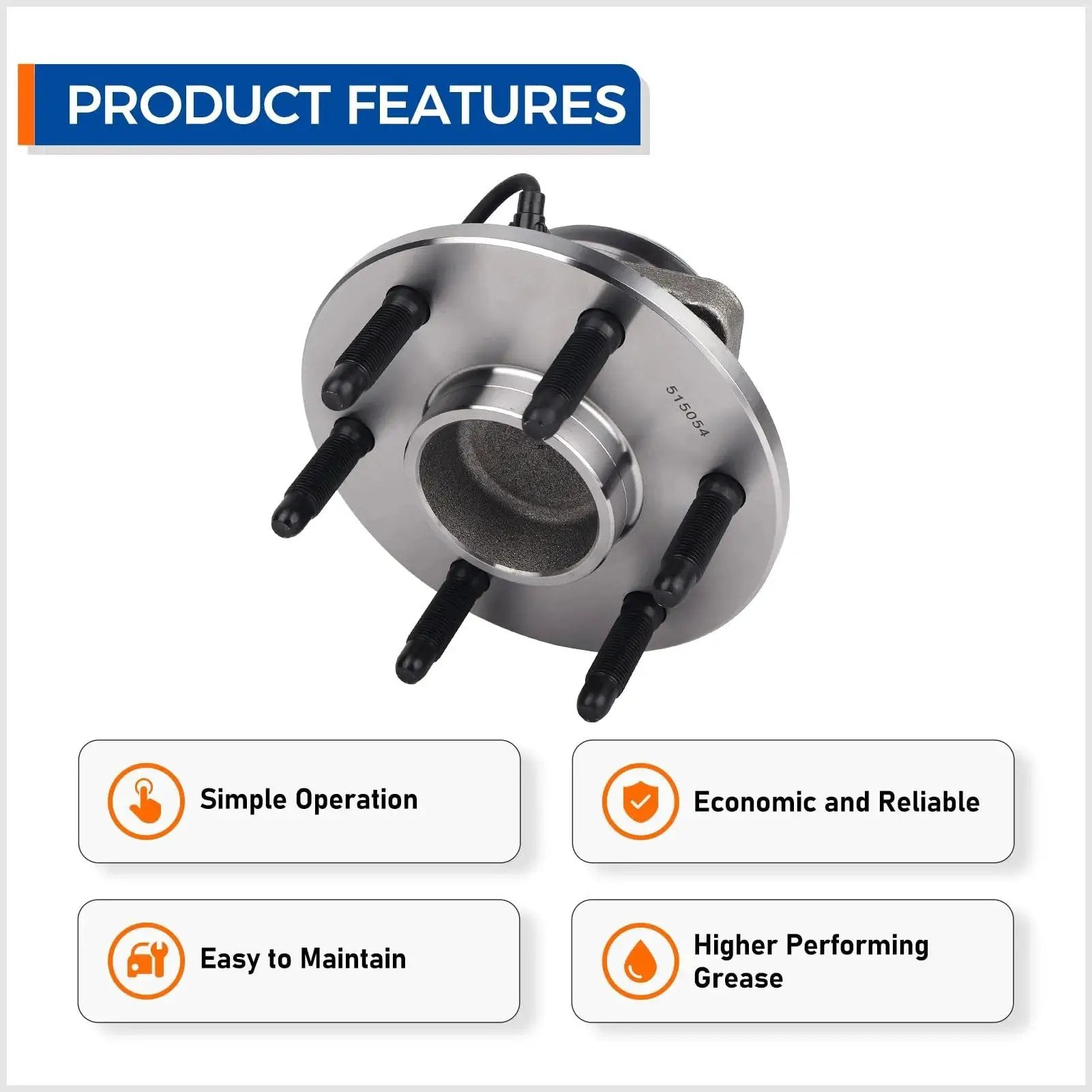 Front view of 2-Pack Front Wheel Bearing Hub Assembly 6-Lug With ABS For 00-06 Chevy Tahoe, visible product features