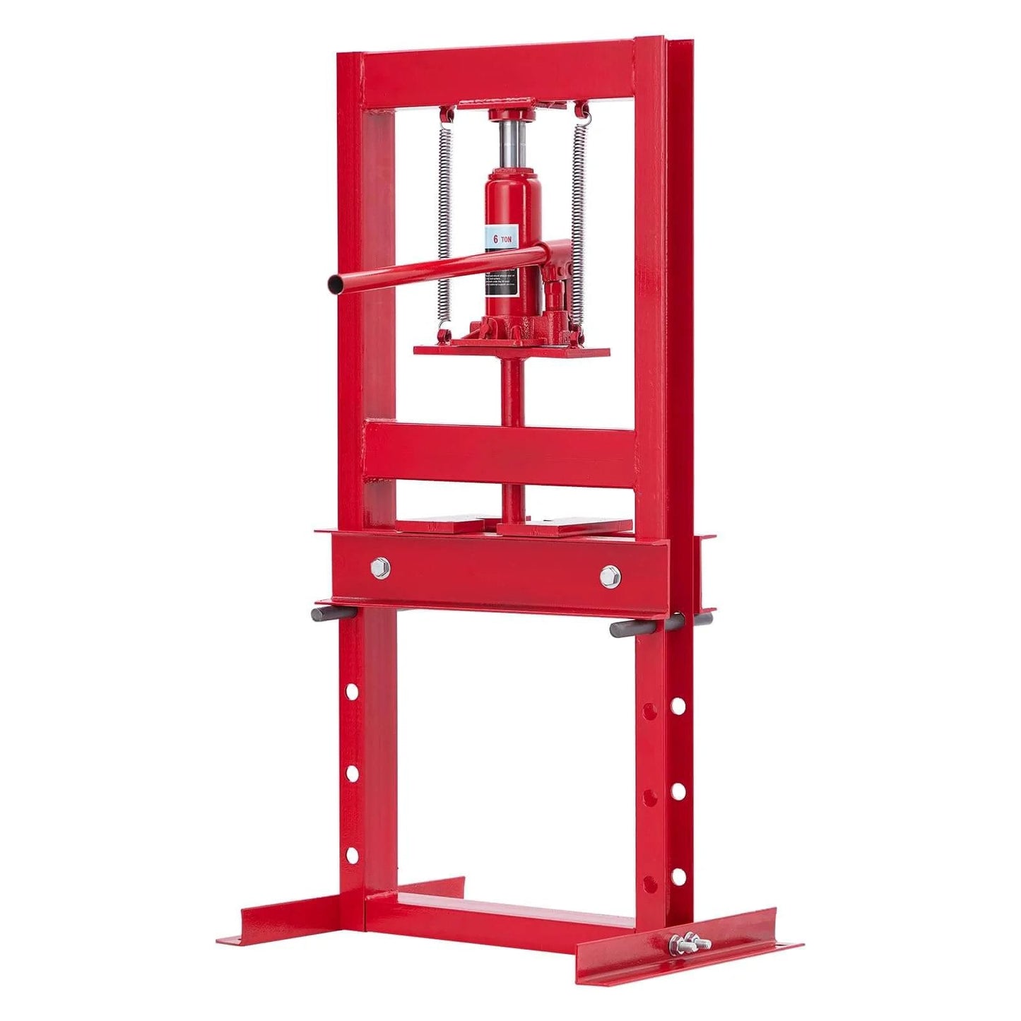 Red 6 Ton Hydraulic Shop Press with Plate, Adjustable H-Frame, Garage Floor Benchtop for Car Repair