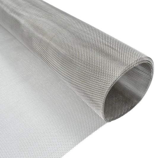 No See Um 60 Mesh Screen Roll 304 Stainless Steel 8.2 By 23.6 Inches For DIY Cut To Fit RV Vents Windows And Gardens Gnat And Thrip Proof Insect Barrier By MAISHI, close-up of metallic silver roll