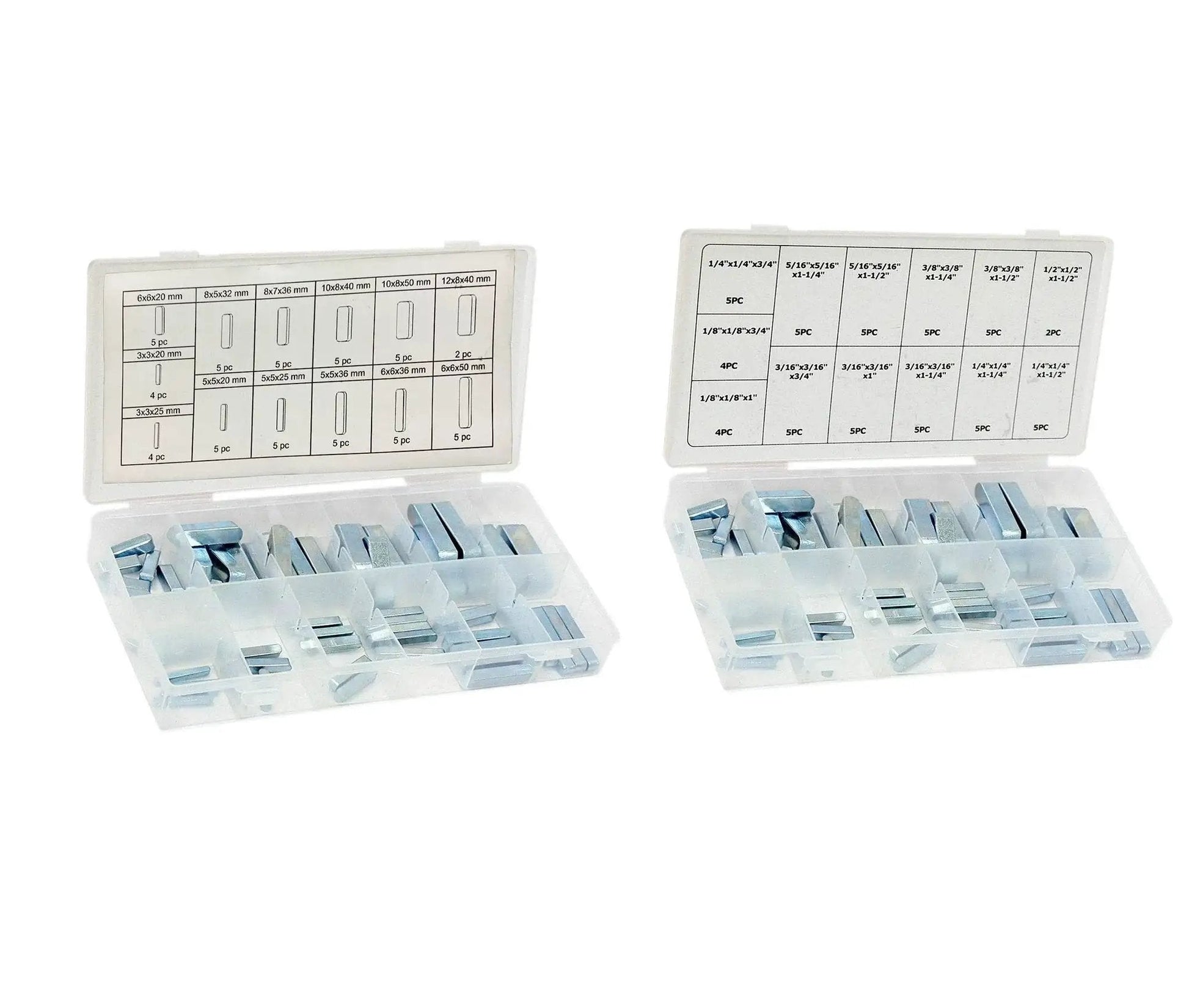 60 Piece Keystock Bar Assortment Set For Lock Pulleys Gears And Shafts Keyway Kit With SAE And Metric Sizes in PVC case
