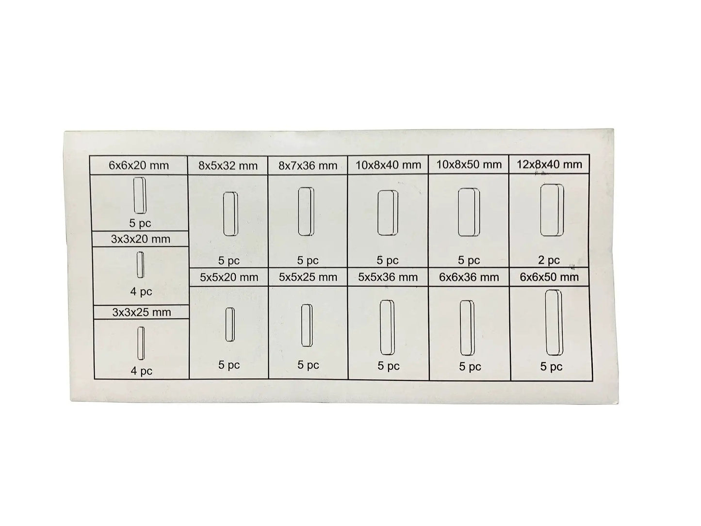 60 Piece Keystock Bar Assortment Set For Lock Pulleys Gears And Shafts Keyway Kit with SAE and Metric sizes displayed in grid