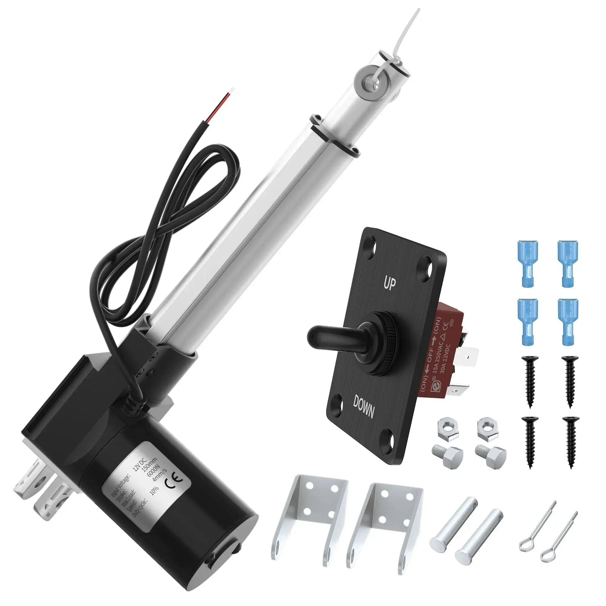 6000N Heavy Duty 12V Linear Actuator With 6 Inch Stroke 1320 Lb Load And 4 Mm Per Second IP54 Waterproof Electric Actuator Kit