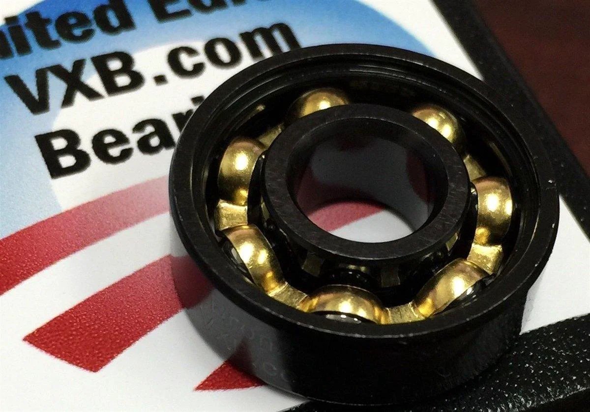 608 Black Ball Bearing - Bronze Cage - Gold Look Fidget Limited Edition 8x22x7mm