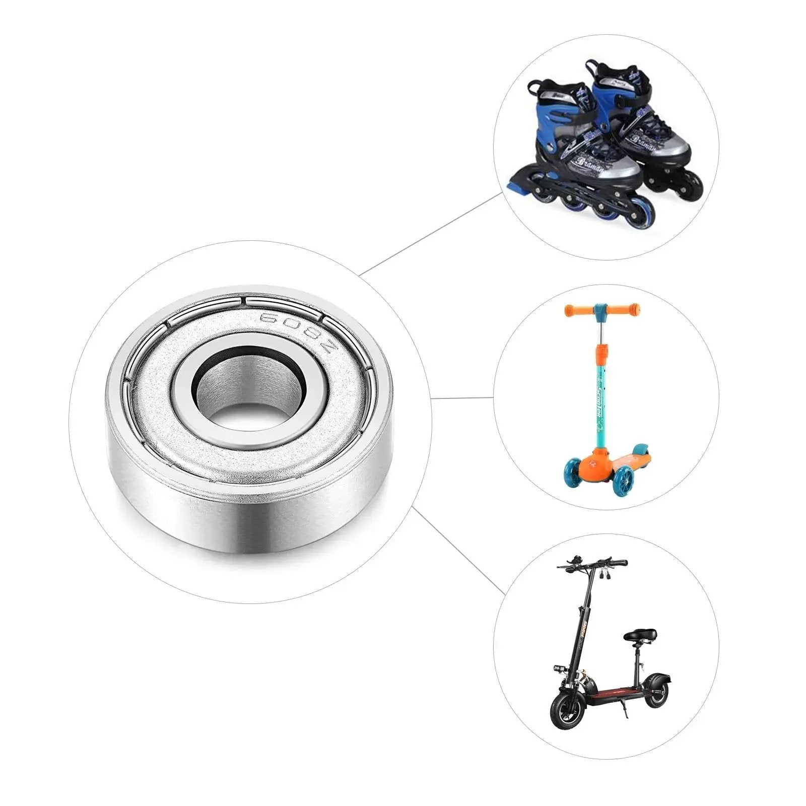 Shielded Sealed 608ZZ Miniature Skateboard Bearings 8x22x7mm 10 Pack for Longboards Scooters Roller Skates High Precision Carbon Steel