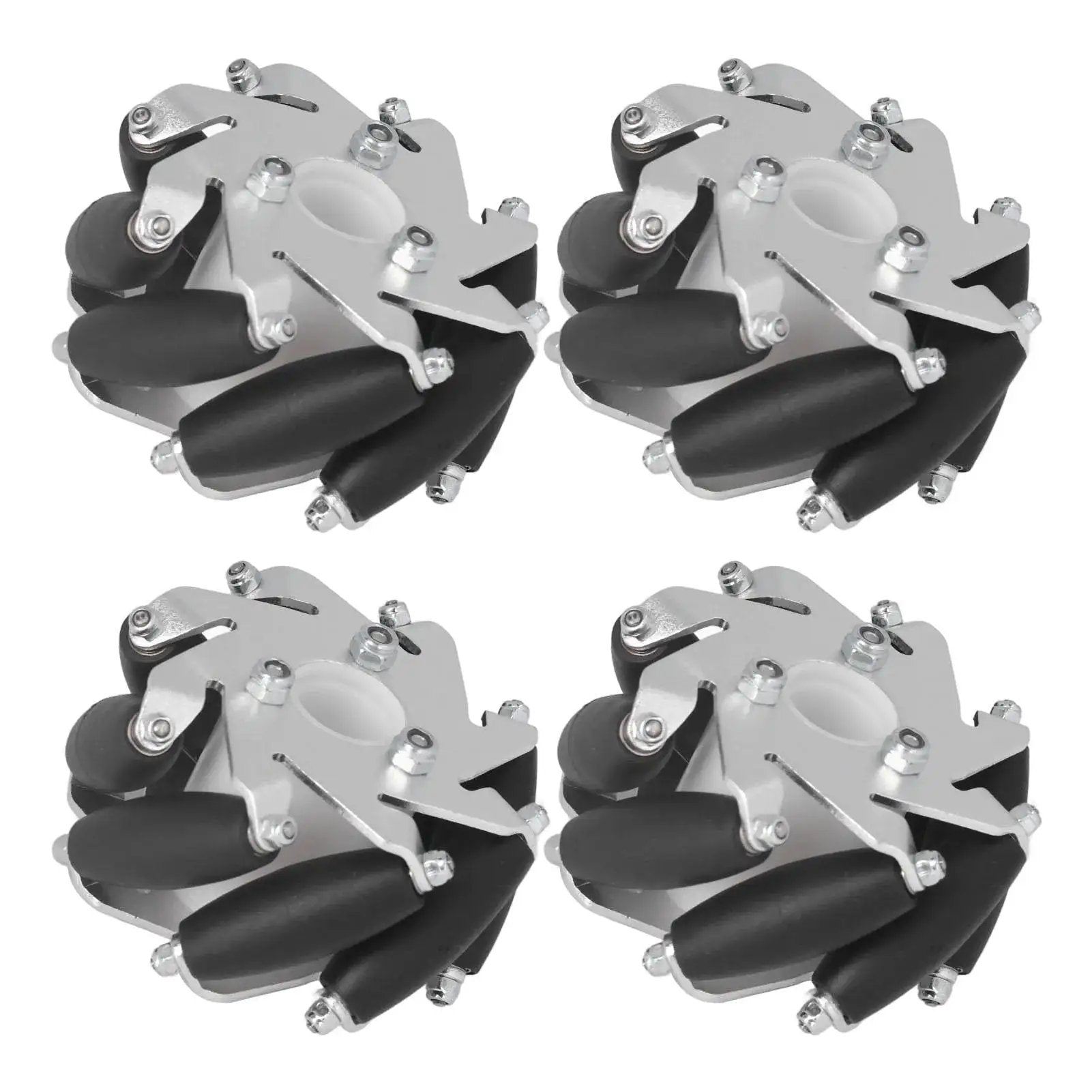 4 Pcs Mecanum Wheel 60mm Omni Directional Wheel Aluminum DIY Smart RC Robot Left Right Drive Components With Rubber Rollers Built For Heavy Duty Load Up To 10 Kilograms And Versatile Movement Great For Car Parts Accessories