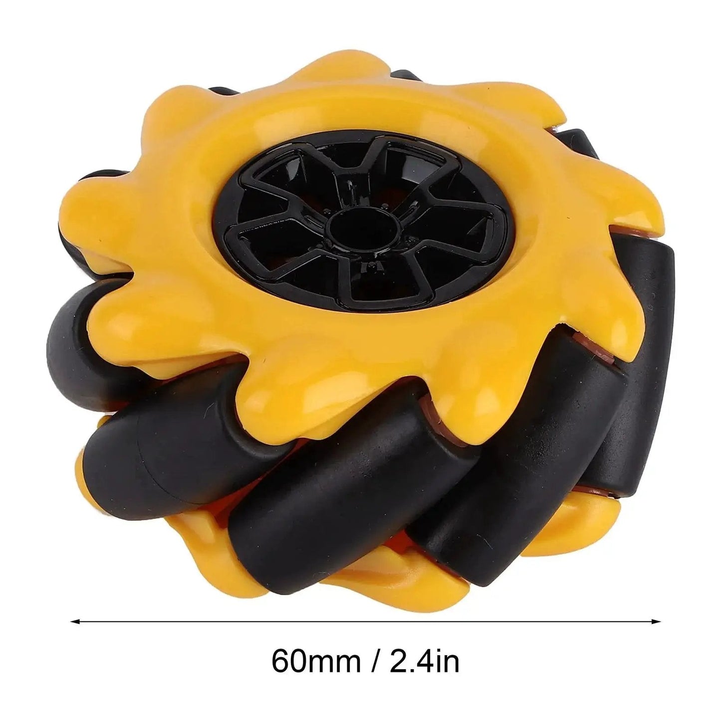 60mm Mecanum wheel with rubber coating for geared motors, ideal for robotics and DIY projects, enables multidirectional movement