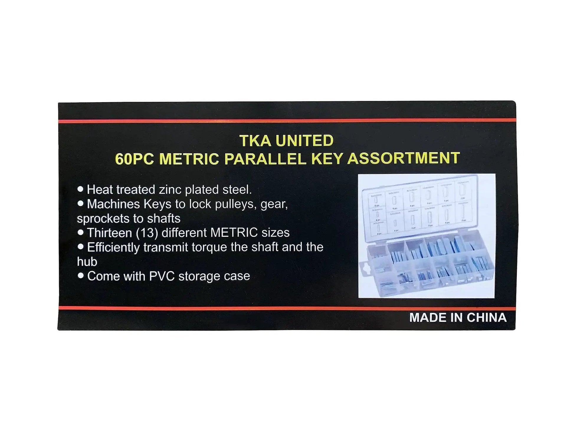 Packaging for 60 Piece Keystock Bar Assortment Set For Lock Pulleys Gears And Shafts Keyway Kit With SAE And Metric Sizes
