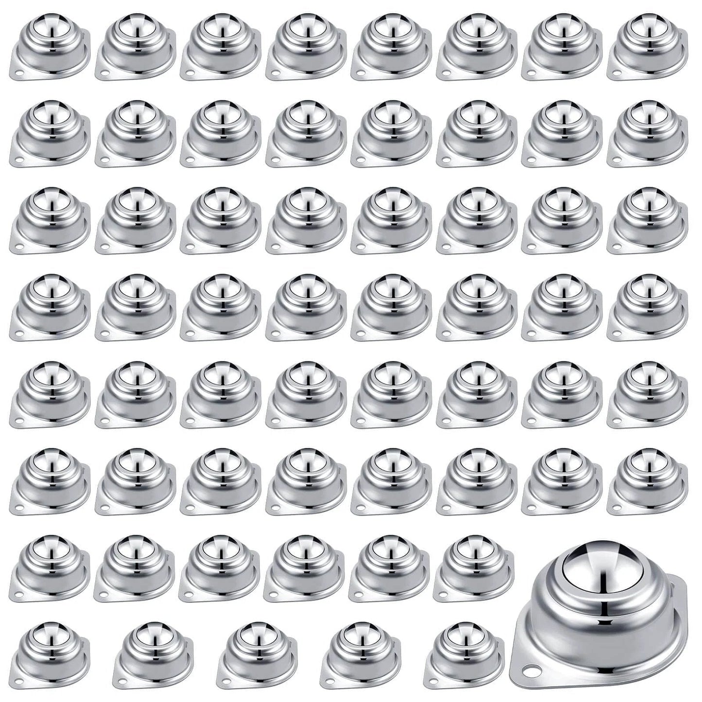 60 Pcs Surface Roller Ball Transfer Bearings 1 Inch Carbon Steel Ball Casters Screw Mounted Units for Conveyors Roller Stands Furniture Trolleys and Transmission