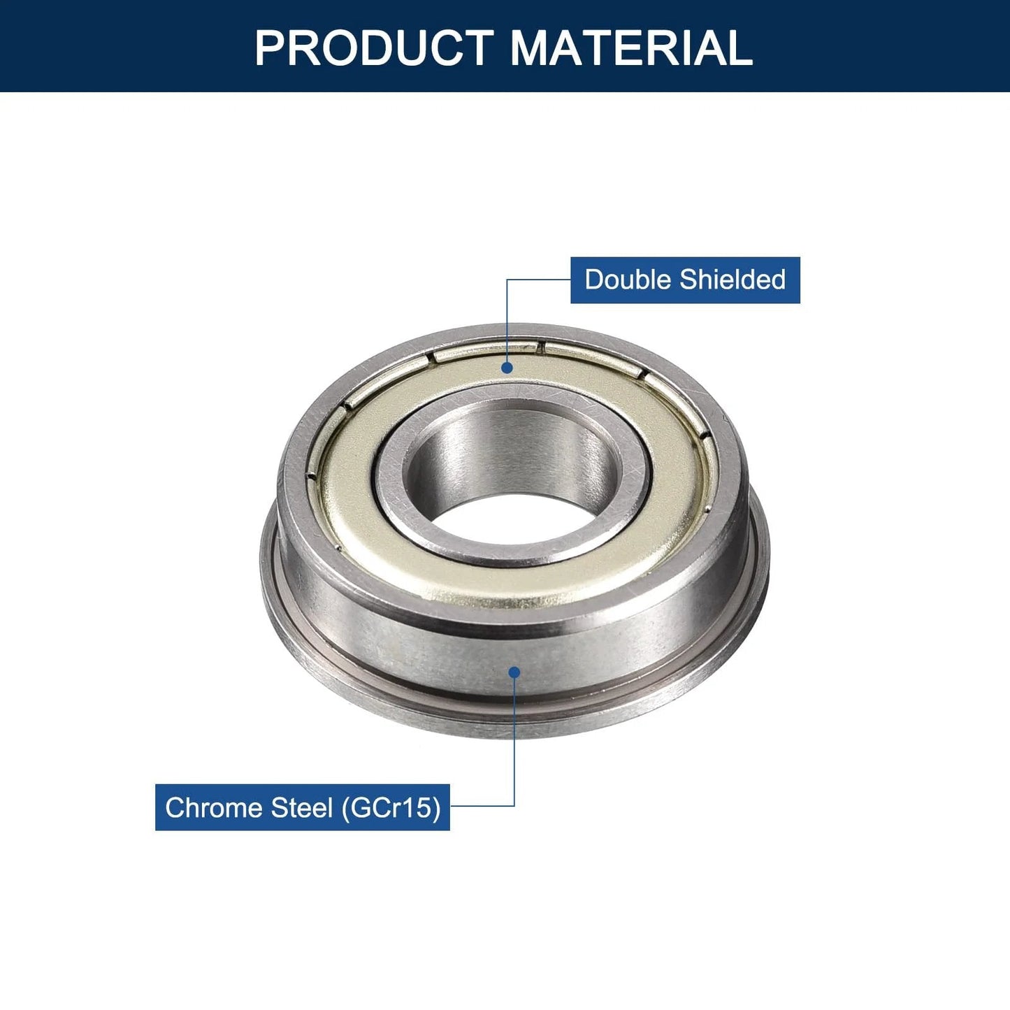Flanged Ball Bearing FR6ZZ 3/8 Inch Inner Diameter 7/8 Inch Outer Diameter 9/32 Inch Width Heavy Duty Double Metal Shield Chrome Steel GCr15
