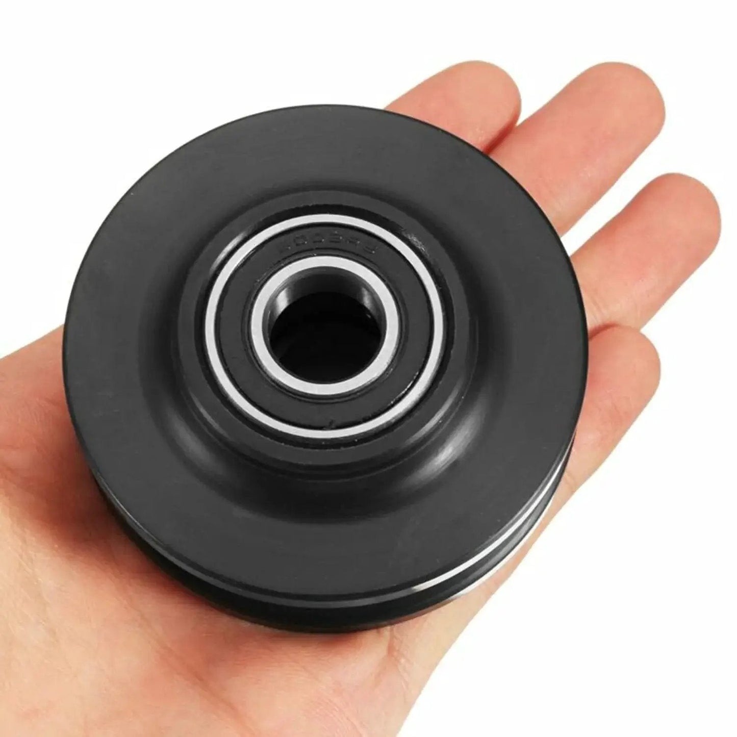 Sliding Barn Door Wheel U Groove Guide Pulley Roller Bearing Hardware For Closet Cabinet Window in hand, black zinc alloy and nylon