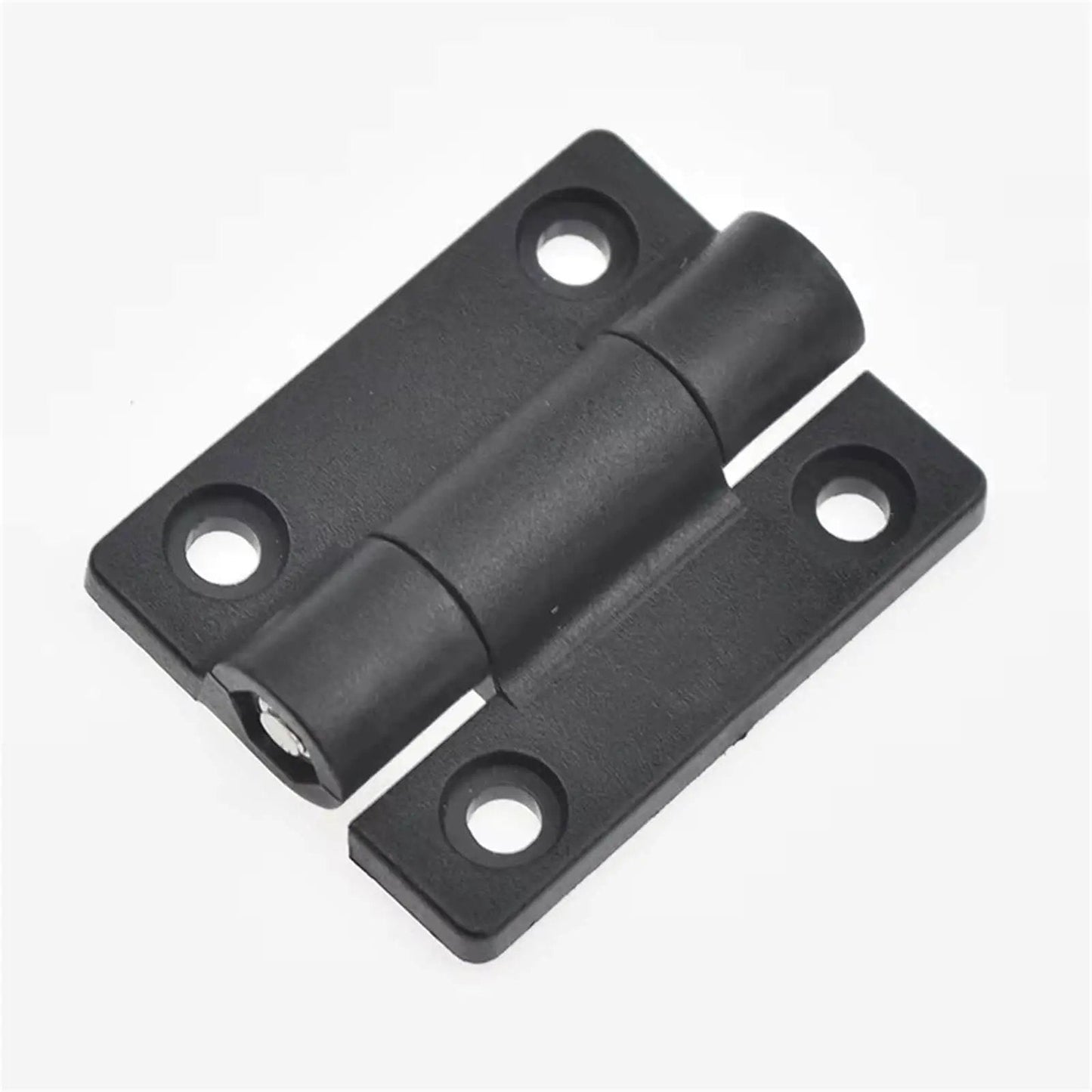 2 Pack Adjustable Torque Plastic Hinges Black Positioning Door Hinges 72x56x19mm Durable Cabinet And Door Hardware For Home Improvement Projects And DIY Includes Multiple Size Options 26x22x6mm To 72x56x19mm showing hinge front view