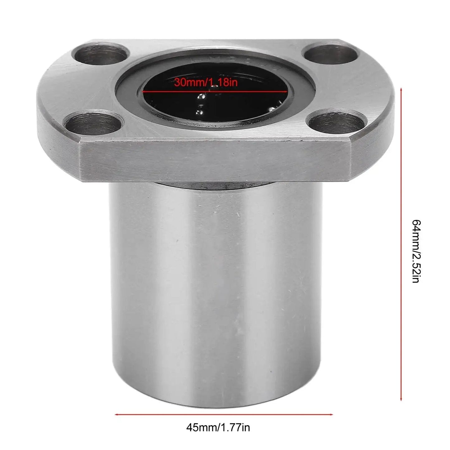 Front view of 2Pcs Flange Linear Bearing Set For CNC Machines And Power Tools, 30mm ID, 45mm OD, with size measurements visible