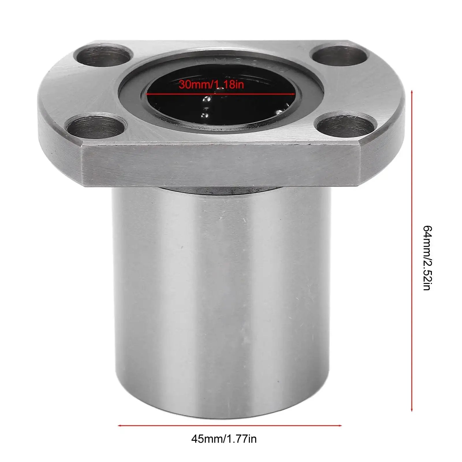 Front view of 2Pcs Flange Linear Bearing Set For CNC Machines And Power Tools, 30mm ID, 45mm OD, with size measurements visible