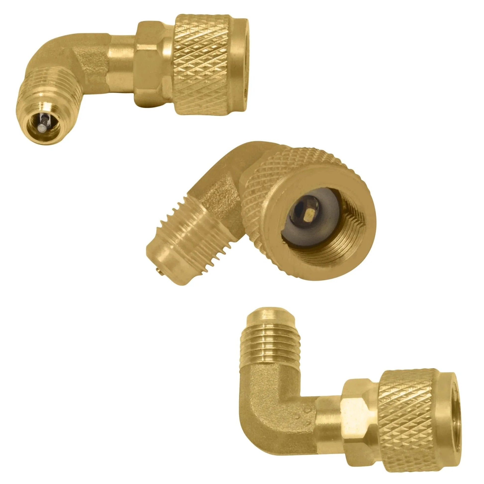 Brass adapter components of AC Leak Sealer Injector Hose Kit With Dual Ball Valve For Injecting HVAC Sealant By Leak Saver
