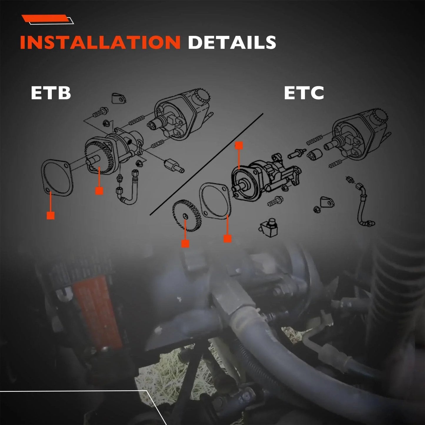 Installation diagram of Beefy Gear Driven Mechanical Vacuum Pump 904-810 for Dodge Ram 2500 and 3500, 1994-2002 models