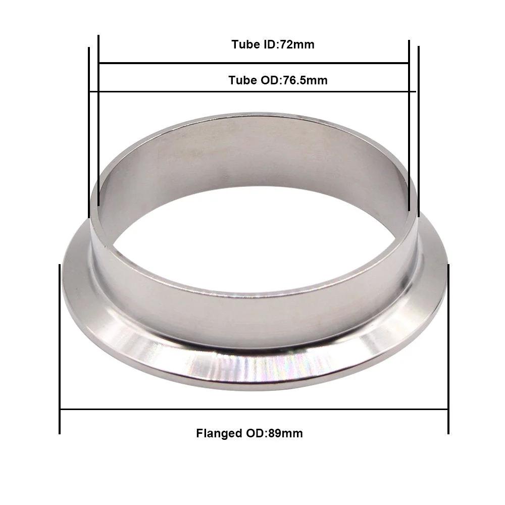 Stainless Steel 304 Sanitary Fitting Long Weld Clamp Ferrule For Tri Clamp Systems Fits 76.5mm Tube OD 3 Inch Tube Leakproof Seal High Temperature Corrosion Resistant Clamp Ferrule For Industrial Dairy Beer Food Processing.