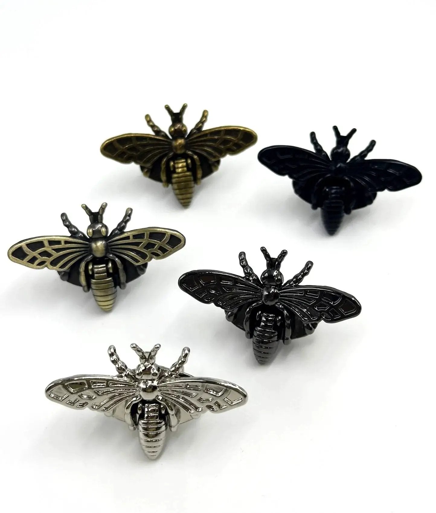 Bee Shaped Turn Lock Clasp Set for Purses and Handbags, 5 Pack Includes Daisy Keychain, Dark Tone Metal Latch Hardware for DIY