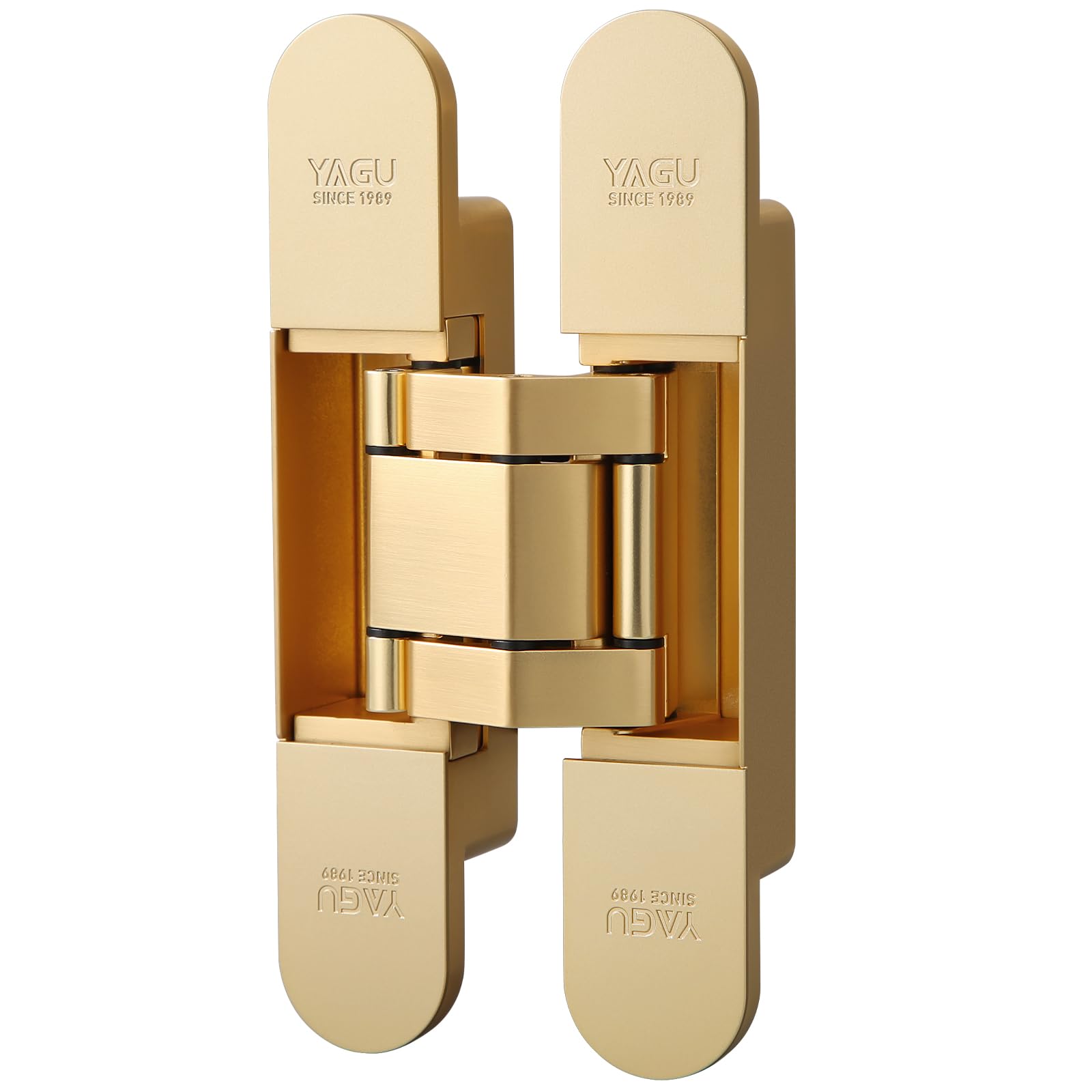 3 Way Adjustable Invisible Door Hinge Concealed Hidden 180 Degree Swing Zinc Alloy Matte Gold Butt Hinge 6.5 X 3.2 X 1.1 Inches For Door Thickness 38mm To 60mm, 88 Lbs Load Per Hinge Hidden Hardware For DIY Home Improvement