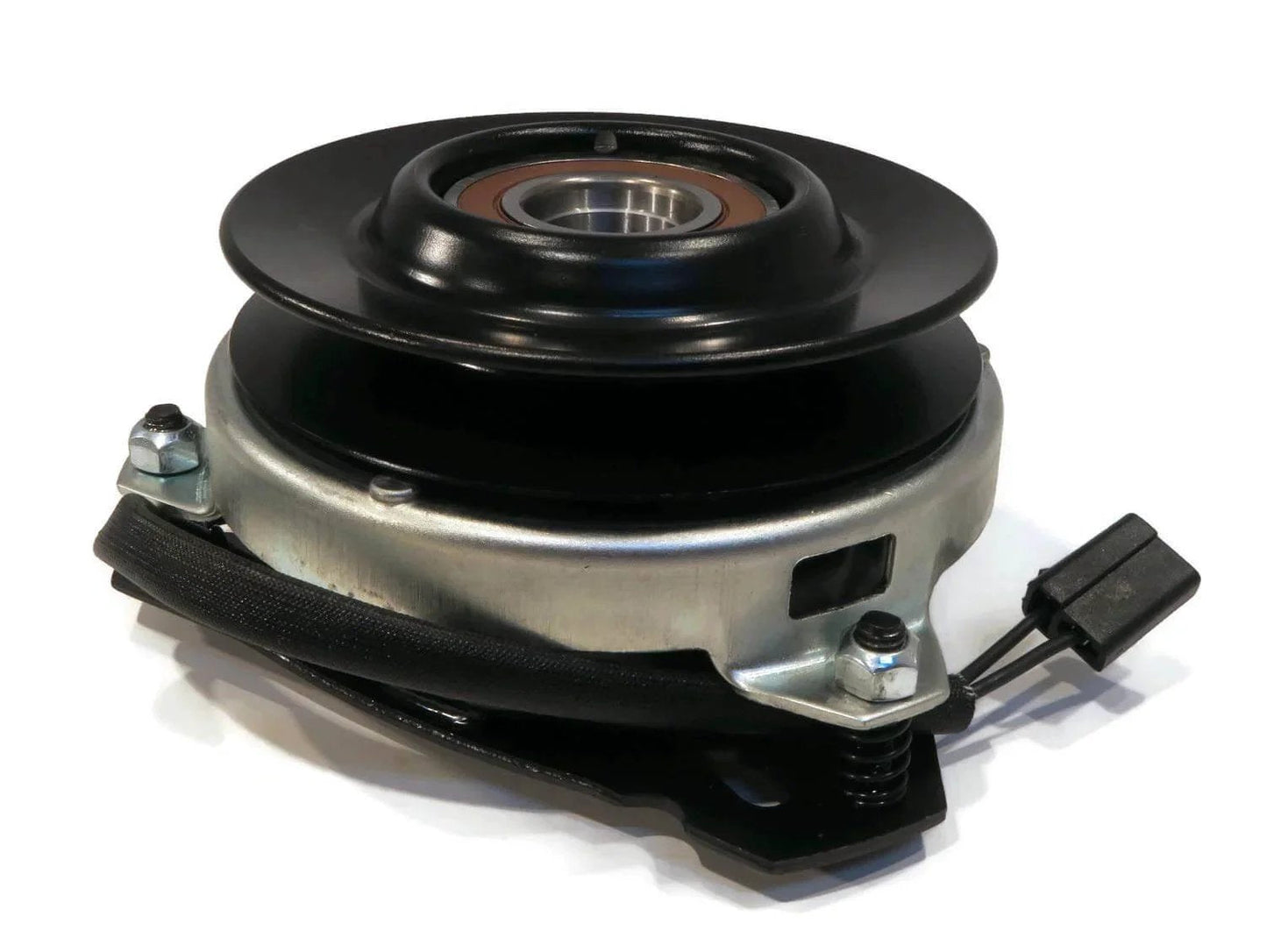 Side view of Electric PTO Clutch for Warner 5210-41, 521041, Luper 3S15004, King Cat 232201, showing pulley and wiring harness.