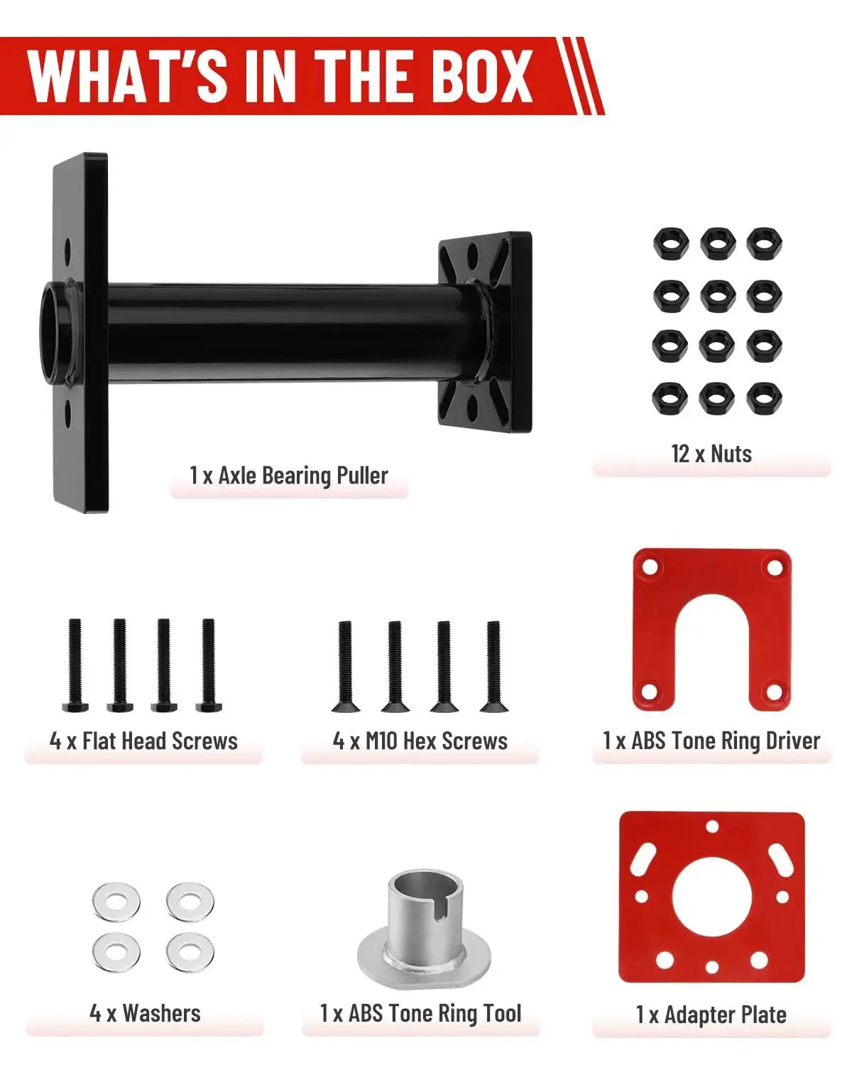 Wheel Bearing Removal Tool For Toyota Tacoma Tundra 4Runner Hilux And T100 Rear Axle Puller with ABS Tone Ring Driver and Adapter Plate
