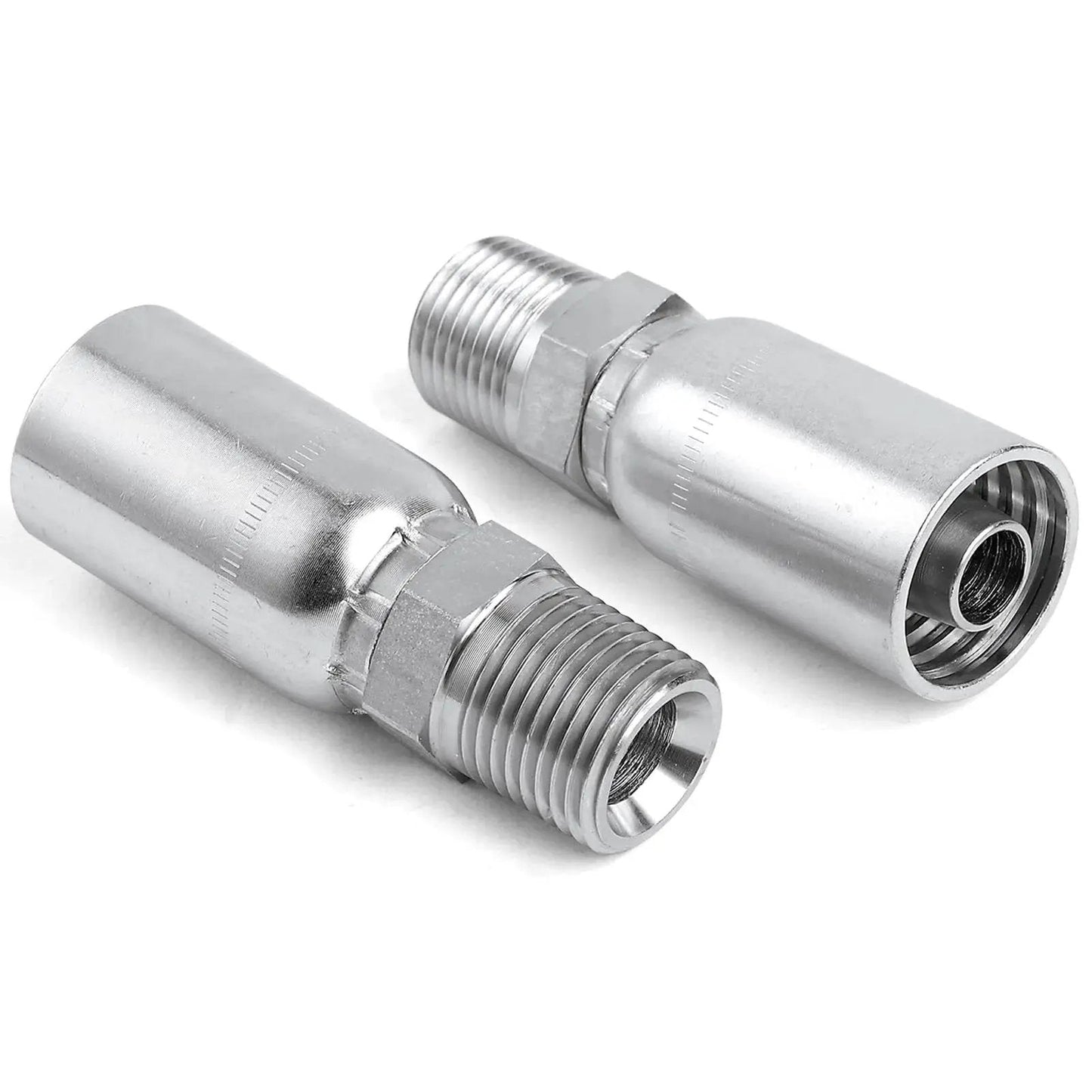 12 Pack 1/2 Inch Hose To 1/2 Inch NPTF Male Hydraulic Crimp Fittings In Heavy Duty Carbon Steel For Hydraulic Systems With Petroleum Fluids