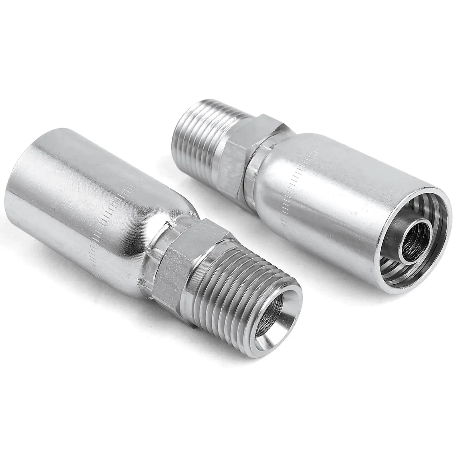 12 Pack 1/2 Inch Hose To 1/2 Inch NPTF Male Hydraulic Crimp Fittings In Heavy Duty Carbon Steel For Hydraulic Systems With Petroleum Fluids