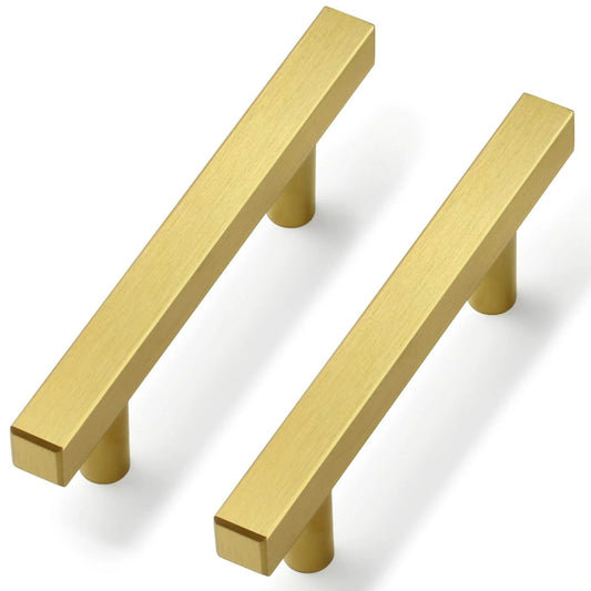 30 Pack Brushed Brass Cabinet Handles 3 Inch Modern Square Drawer Pulls For Cabinets And Drawers With 5 Inch Total Length Durable Hollow Stainless Steel Hardware Gold Finish For Kitchen Cabinets And Dressers