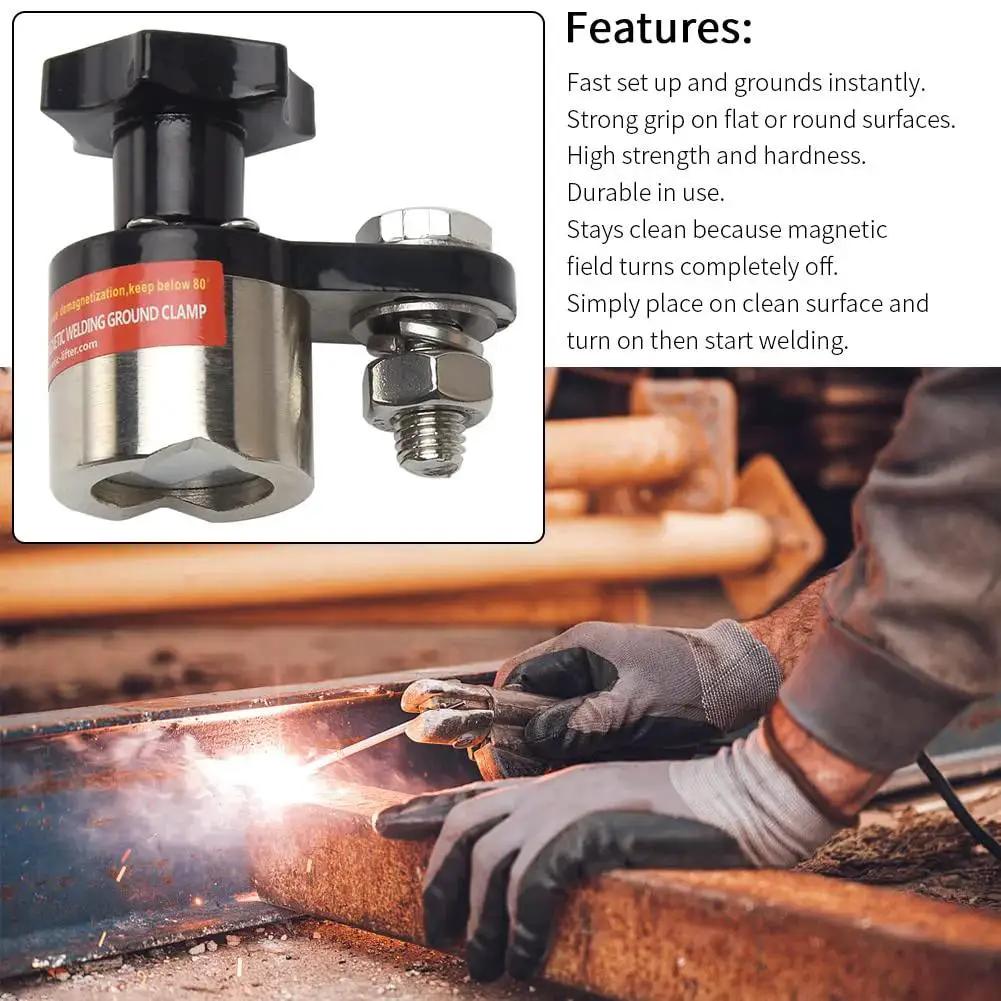 600A Magnetic Welding Ground Clamp Switchable Magnet Welding Holder Grounding Magnetic Connector For Welding Earth Switch Fixed Use With Fast Cooling Design