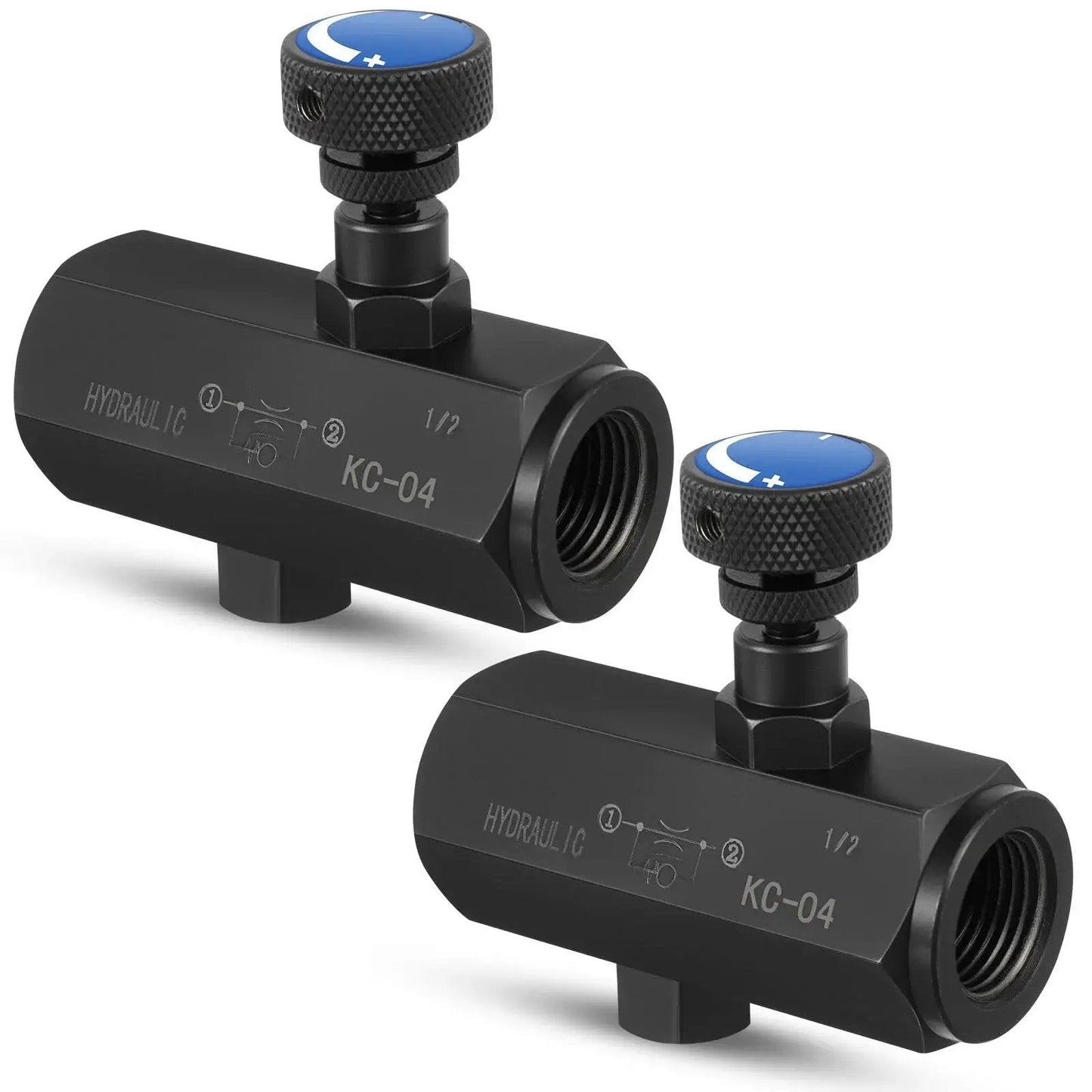 Two Pack KC 04 Hydraulic Flow Control Valves One Half Inch NPT Threaded Throttle Check Valve Up To Three Thousand PSI Carbon Steel