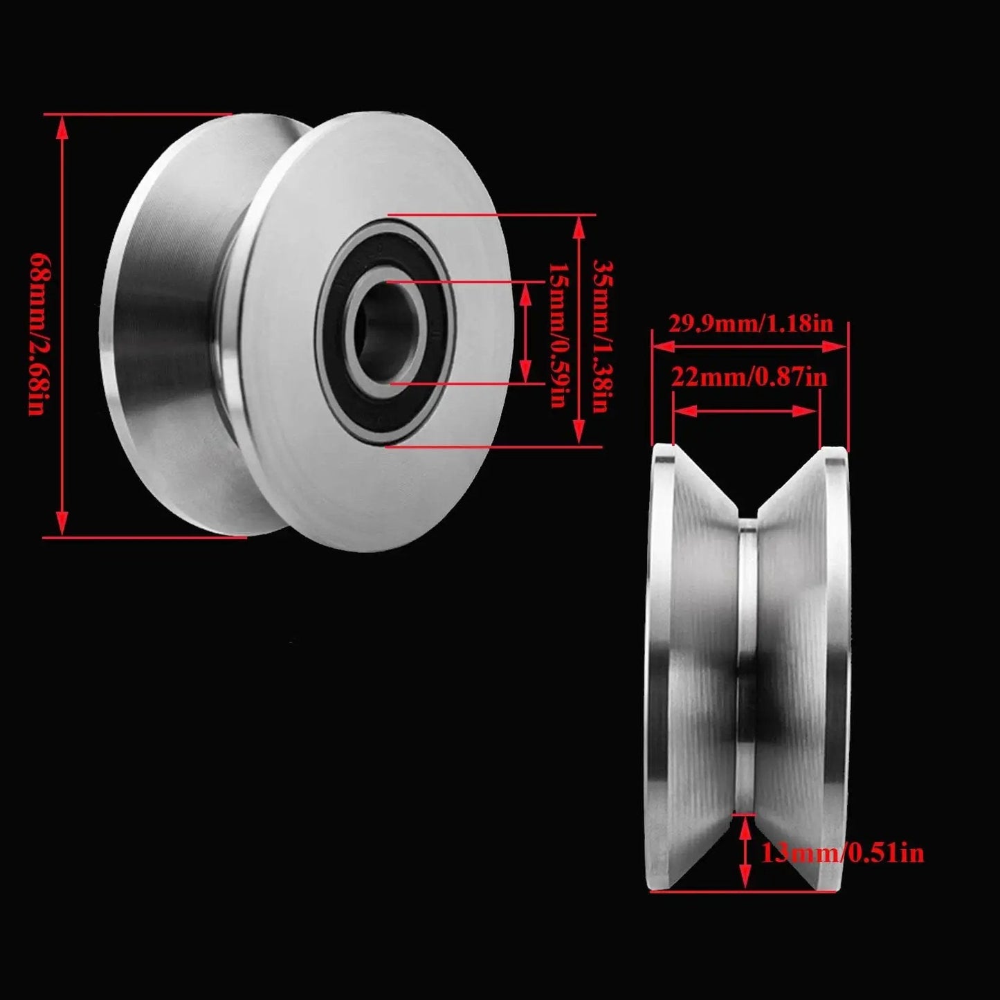 Heavy Duty Stainless Steel V Groove Gate Rollers With Bearings For Quiet Smooth Sliding Barn Door Track V Shaped Pulley Wheels