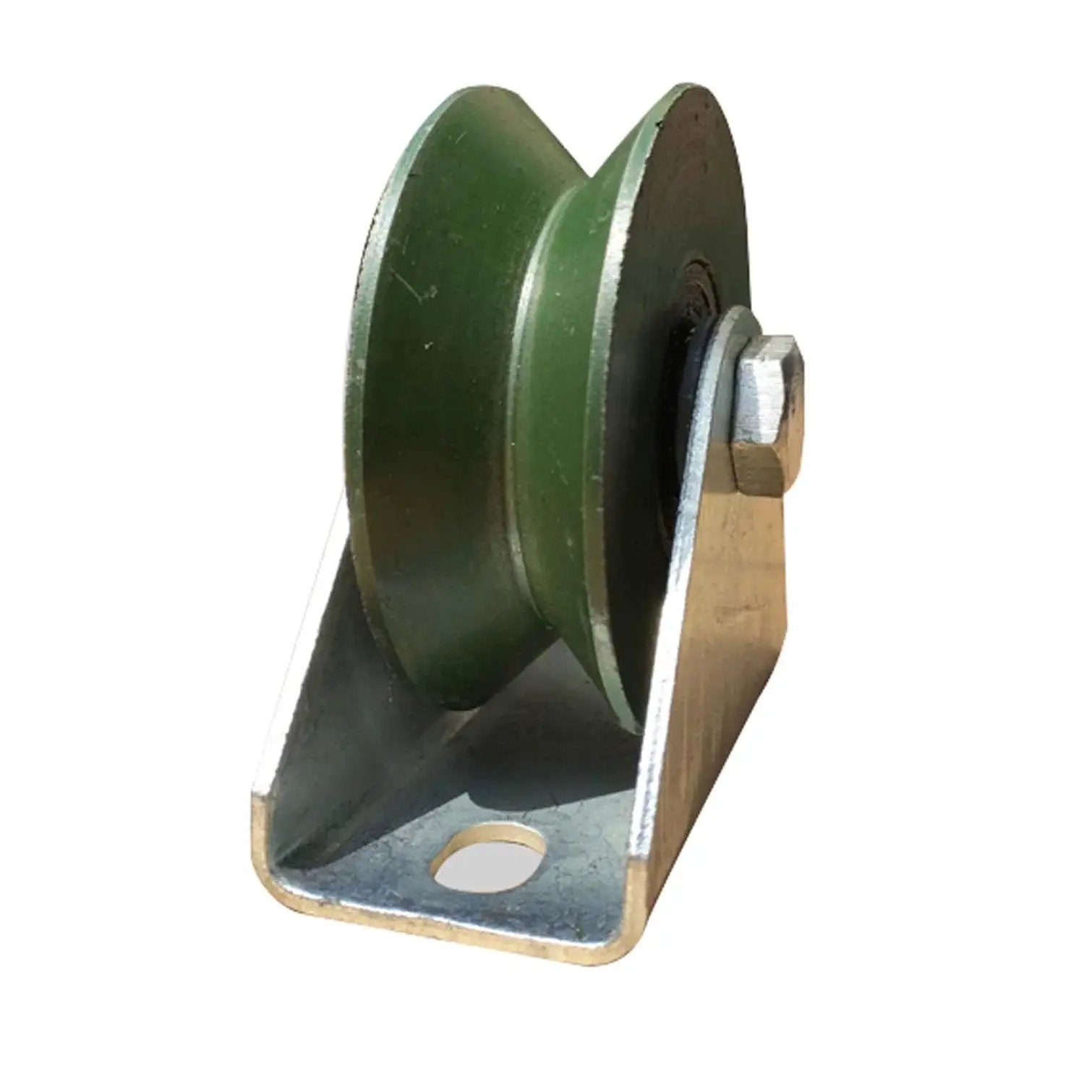 V Groove Pulley Wheel For Sliding Gates And Wire Rope Rail, heavy duty rigid caster with silent bearings, cast iron, side view