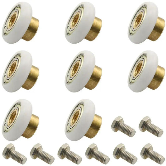 8 Pieces 20mm Glass Sliding Shower Door Rollers Replacement Parts With One Screw Nylon Wheel Copper Core Axle Durable Hanging Wheel