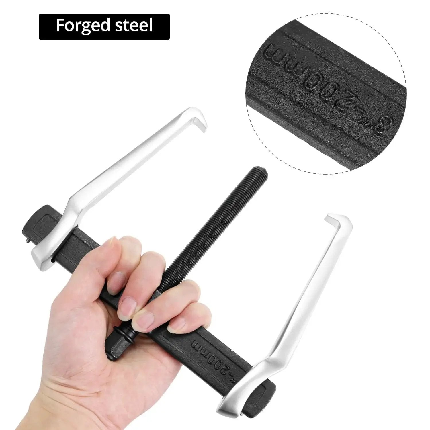 Two Jaw Gear Puller 8 Inch Heavy Duty Claw Puller For Pulleys Flywheels Bearings And Hubs In Chrome Vanadium Steel held in hand